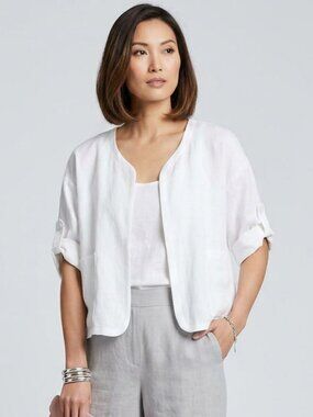 Vintage Jones New York 100% Linen White Light Jacket Size S